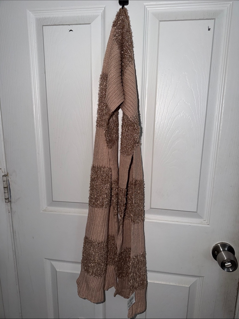 Women's Beige Textured Knit Scarf - Neutral Wrap
